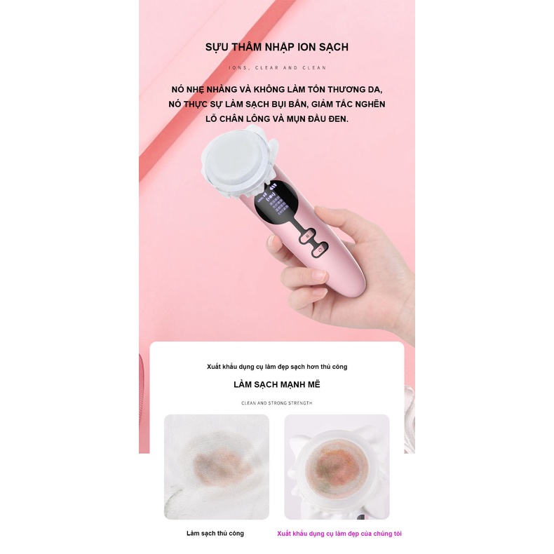 Máy Di Tinh Chất Mát Xa Nâng Cơ Đẩy Dưỡng Chất Chăm Sóc Da Chuyên Sâu - Máy Massage Mặt Cầm Tay ion