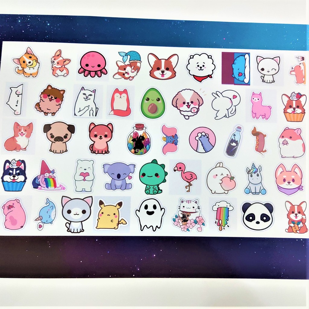 Bộ 50 Miếng Sticker Nhiều Mẫu Tự Chọn Đáng Yêu Phong Cách Hàn Quốc