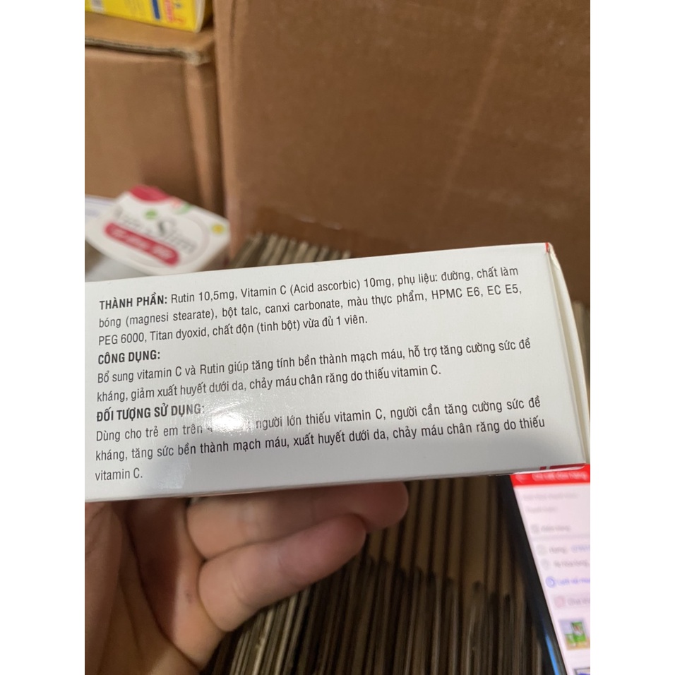RUTIN - C đại uy rau má hỗ trợ điều tri viêm loét miệng, xuất huyết, chảy máu, trĩ ngoại trĩ nội