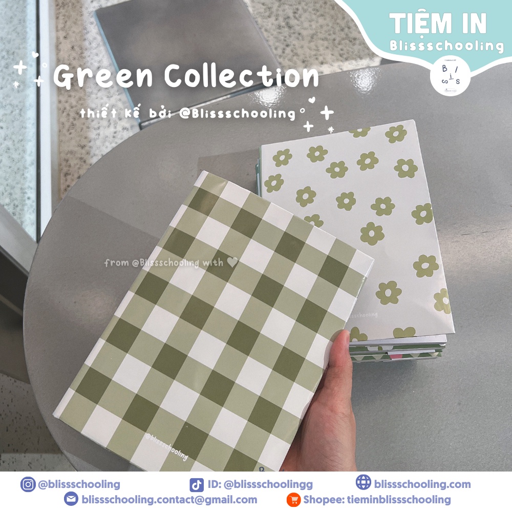 GREEN COLLECTION | Giấy Bao Tập, SGK, Style Hàn Quốc, Đơn Giản, Màu Sắc Pastel | Đọc kĩ mô tả | Tiệm In Blissschooling