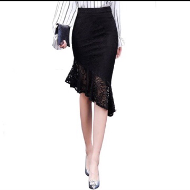 Chân váy đuôi cá REN lệch chéo ❤️ tiểu thư | BigBuy360 - bigbuy360.vn