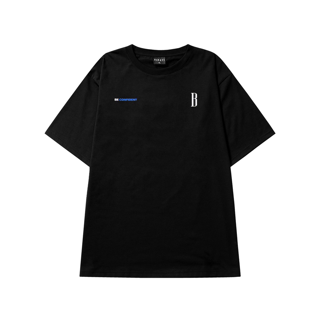 Áo thun unisex phom rộng BANKYS tay lỡ BK01 màu đen dành cho nam nữ