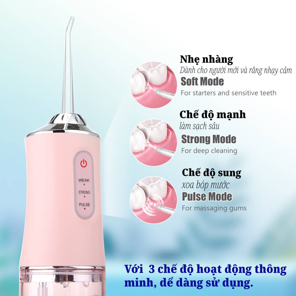 Máy Tăm Nước Cầm Tay - Tăm Nước Vệ Sinh Răng Miệng Oral Irrigator Bản Quốc Tế Chuẩn Châu Âu Chính Hãng.( TIẾNG ANH)