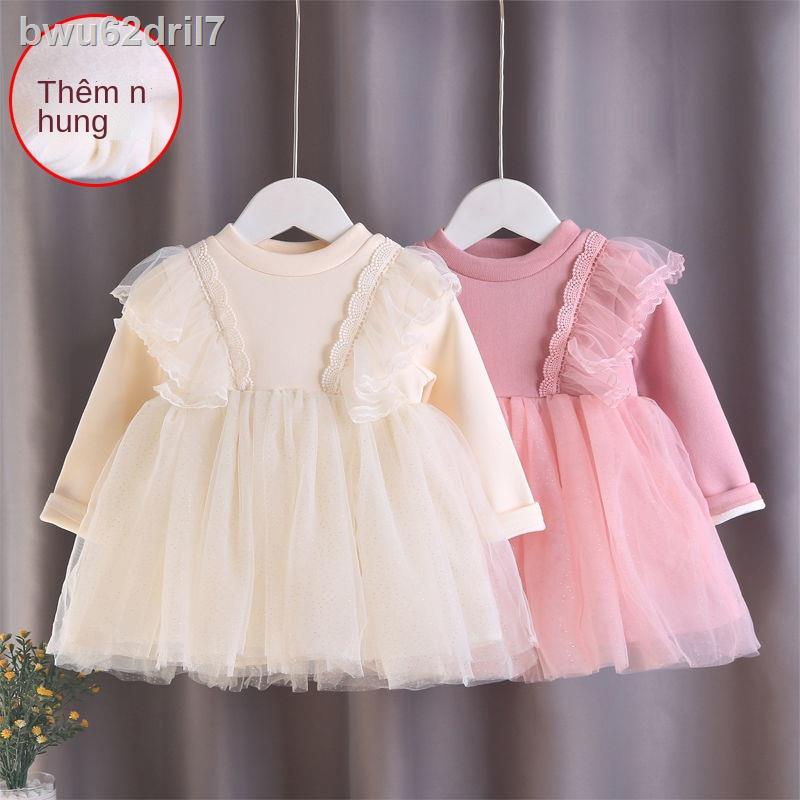 ❈✕☽Váy thu đông cho bé gái, kiểu dáng nước ngoài cộng với công chúa bồng bềnh 2-3-4 tuổi đáy trẻ em mùa