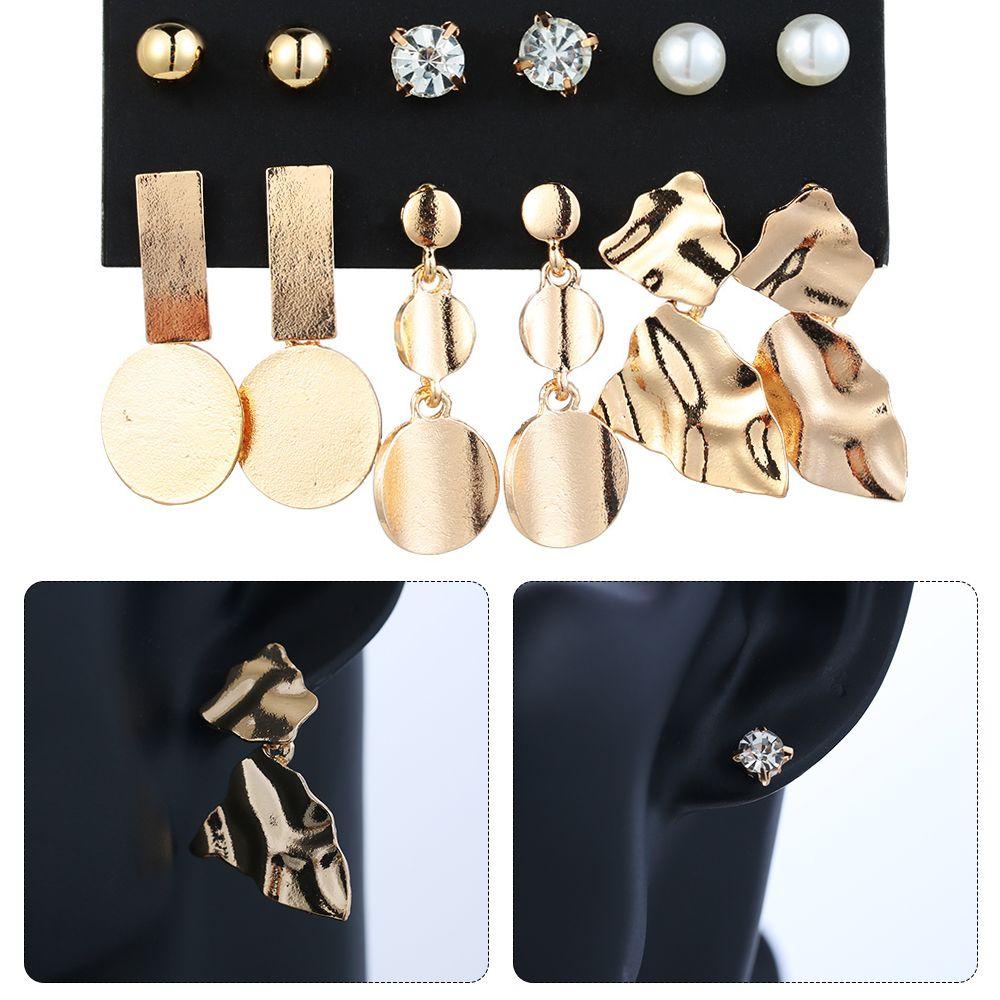 Set 1 / 6 Đôi Bông Tai Xỏ Hạt Ngọc Trai Phong Cách Cổ Điển Thời