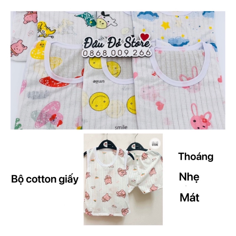 Bộ Cotton giấy ba lỗ Bé trai Bé gái 5-15kg