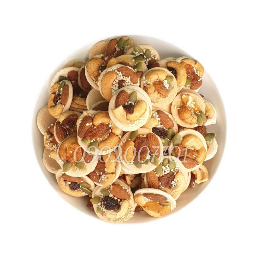 1 Kg Bánh Đồng Tiền Mix Vị: Hạt Điều, Hạnh Nhân, Nho, Mè thơm ngon