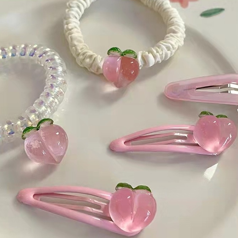 Dây Cột Tóc Màu Hồng Đào Dễ Thương Phong Cách Hàn Quốc Cho Nữ
