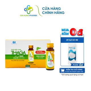 Detox Thải Độc Gan THAGA Bổ gan Làm mát gan Ngăn ngừa men gan cao do Bia Rượu - Hộp 10 chai x 50ml