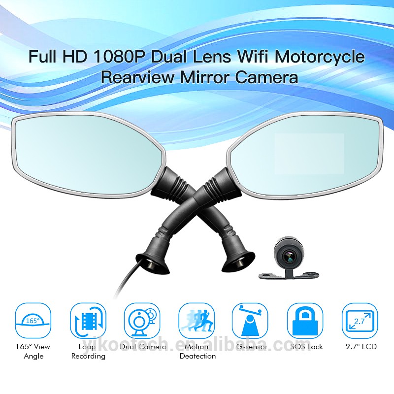 Camera hành trình xe máy gồm gương gắn sẵn camera