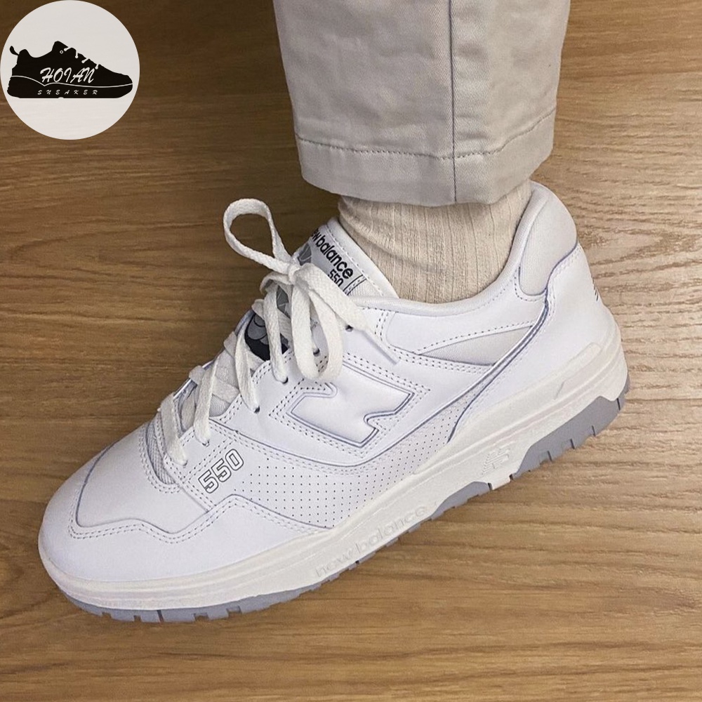 Giày New Balance 550 White Grey Sneaker Nam Nữ - Giày NB550 Cổ Thấp Trắng Xám