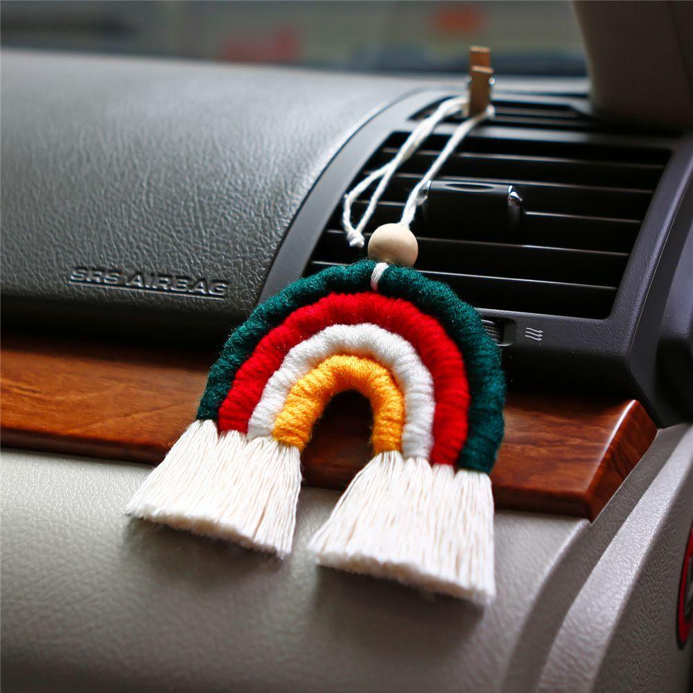 Chuỗi Hạt Gỗ Màu Cầu Vồng Thủ Công Phong Cách Boho Treo Trang Trí Tường