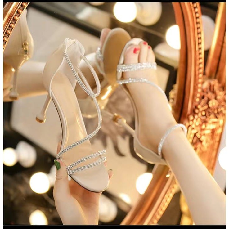 Giày cao gót mũi hở -Cao gót nữ tiểu thư phong cách nhẹ nhàng