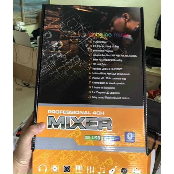 BÀN TRỘN ÂM THANH MIXER F4 PRO CÓ ĐÈN LED CÓ USB CÓ 16 HIỆU ỨNG CÓ BLUETOOTH NEW 2021