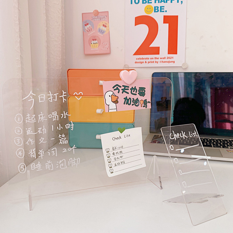 Transparent Acrylic Erasable Note Board, Mobile Phone Holder