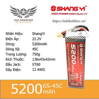 Pin Lipo ShangYi 22.2v 6s 5200mAh 45C