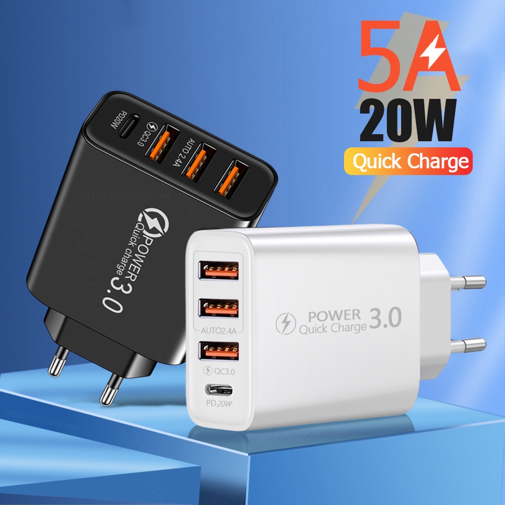 Bộ SạC Nhanh 5A 60W 3.0 USB Type C 4 CổNg PD DàNh Cho Huawei Samsung