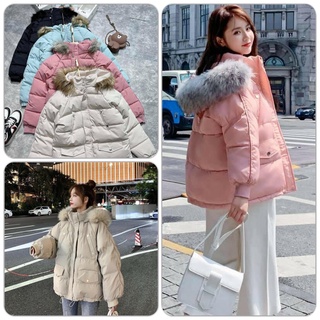 Áo Phao Mũ Lông Túi Hộp 🌺 Áo phao nữ form rộng mũ viền lông mịn túi hộp Ulzzang 4 màu Basic SIÊU HOT 🌺