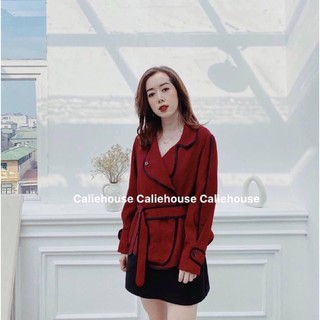 Áo khoác dạ mỏng kèm đai