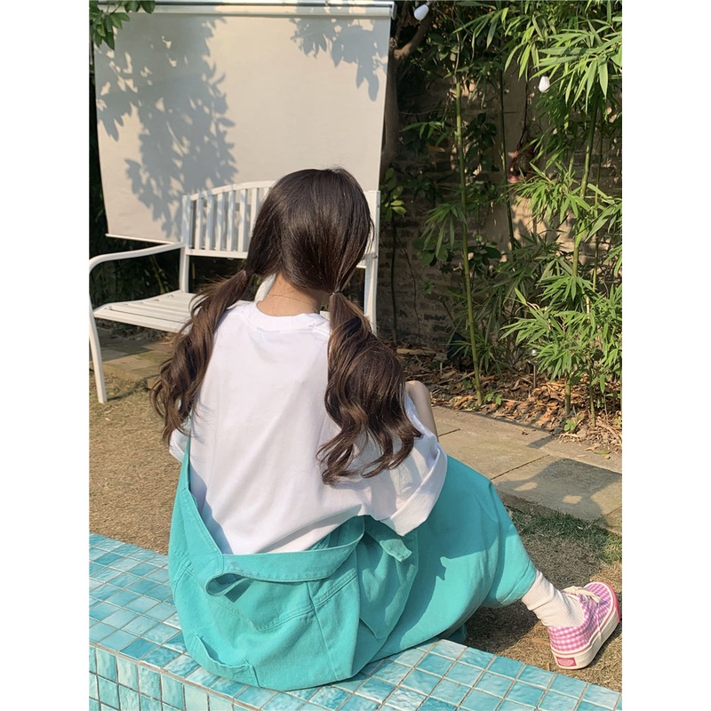 Đầm Yếm denim Dáng Rộng Màu Hồng Thời Trang Mùa Hè Xinh Xắn Cho Nữ