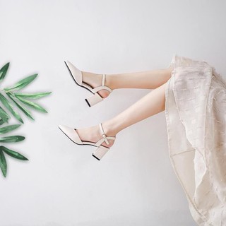 [SALE SẬP SÀN] GIÀY CAO GÓT BÍT MŨI HỞ GÓT 5CM A37