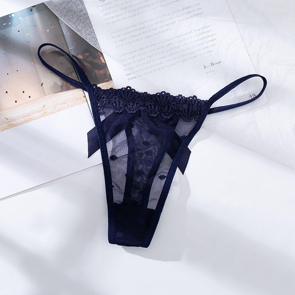 Quần Lót Mềm Mại Lưng Thấp Thoáng Khí Đính Nơ Họa Tiết Chấm Bi Quyến Rũ