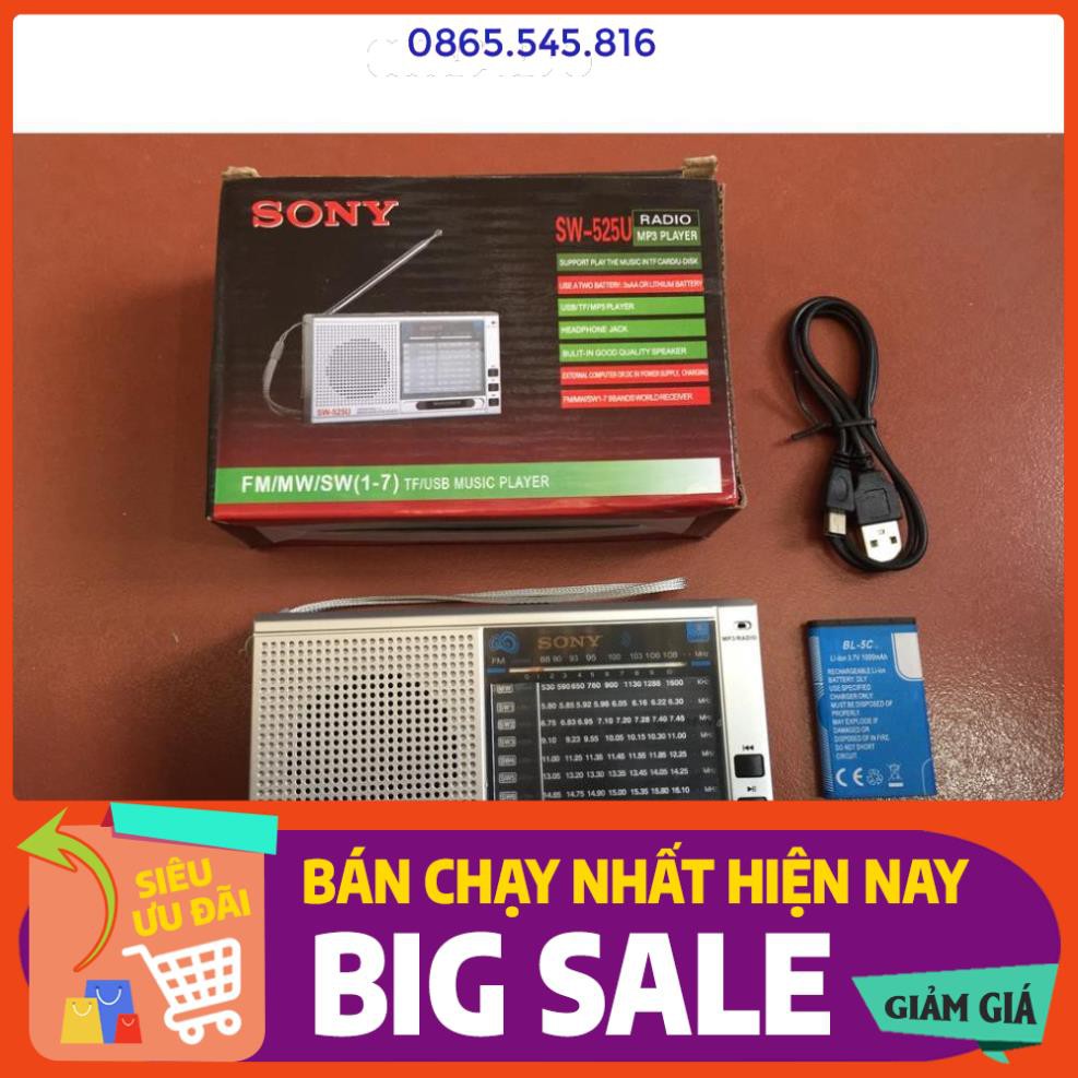 ĐÀI RADIO SONY SW-525,có ăng ten giắc cắm âm thanh 3.5mm chất lượng cao,BH 6 tháng đổi mới hàng chất lượng