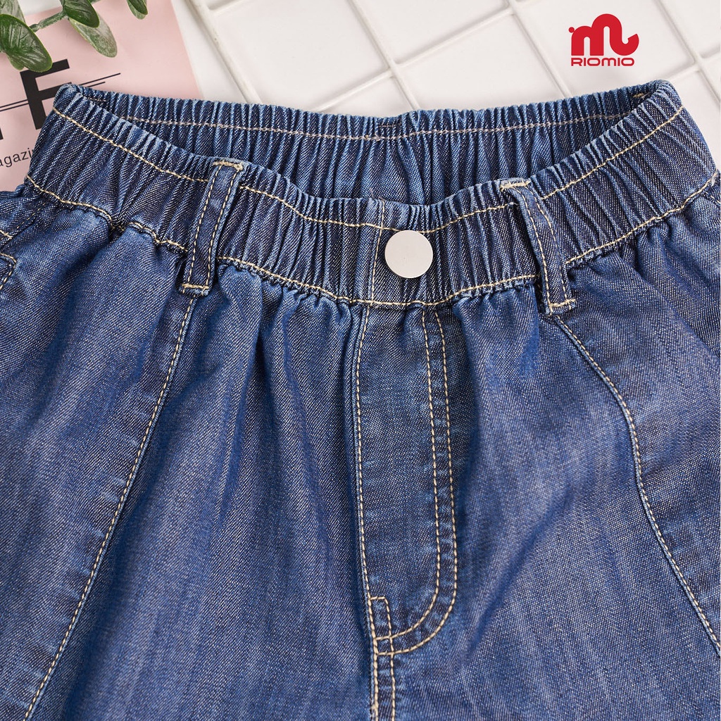 Quần short jean bé gái, sooc bò cho bé 3-11 tuổi (15-40kg) RIOMIO túi xẻ sườn 100% cotton USA - RO208