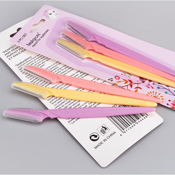 Set 3 dao cạo chân mày bằng thép không gỉ tiện dụng