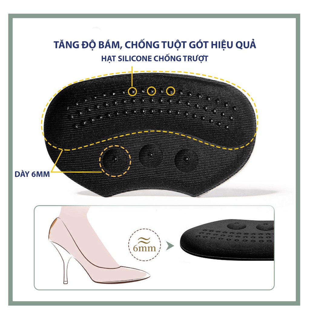 Combo 2 cặp lót giày giảm size cho giày bị rộng, giúp êm chân, chống đau gót sau hiệu quả Beli BL021 và PK198