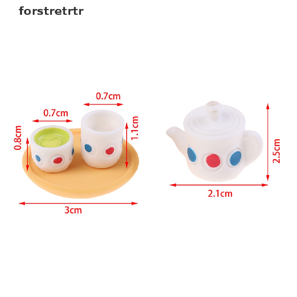 Bộ Ấm Chén Trà Mini Bằng Nhựa Resin Diy Trang Trí Nhà Búp Bê