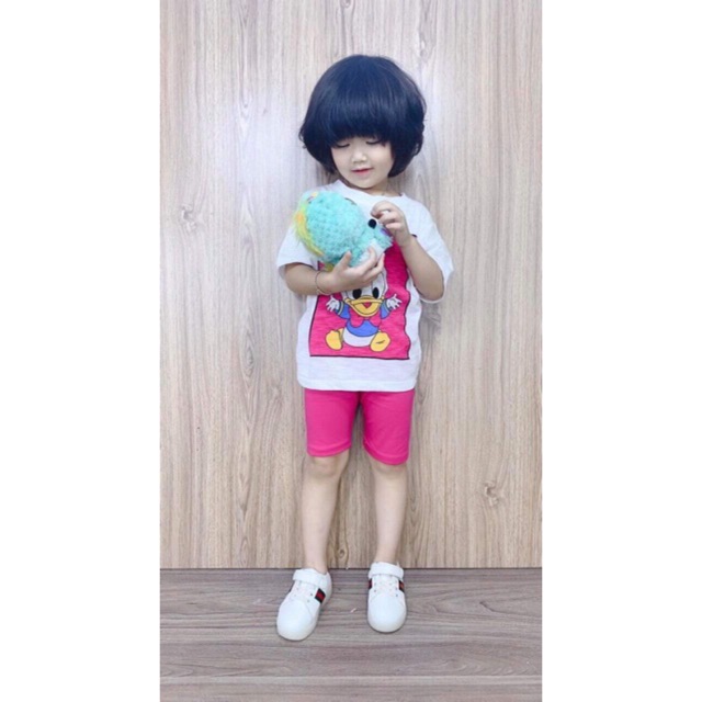 Bộ thun cotton vân gỗ mẫu hoạt hình siêu xinh sz Nhí cho bé