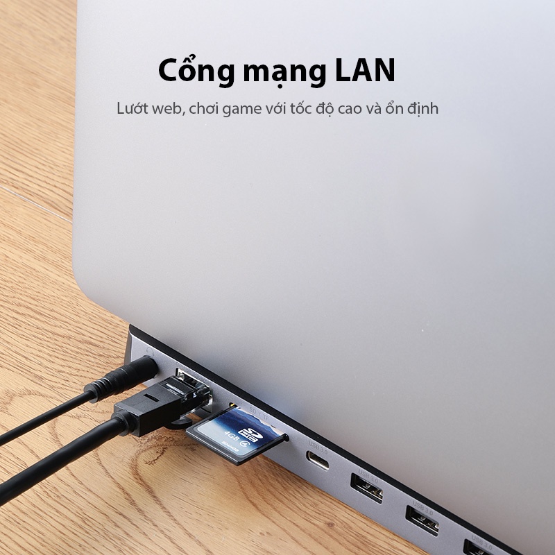 HUB Chuyển Đổi Type-C Bộ chia cổng USB &amp; Đọc thẻ nhớ Chính Hãng VIVAN AHT900 11in1 Cổng USB 3.0 Dành Cho Laptop