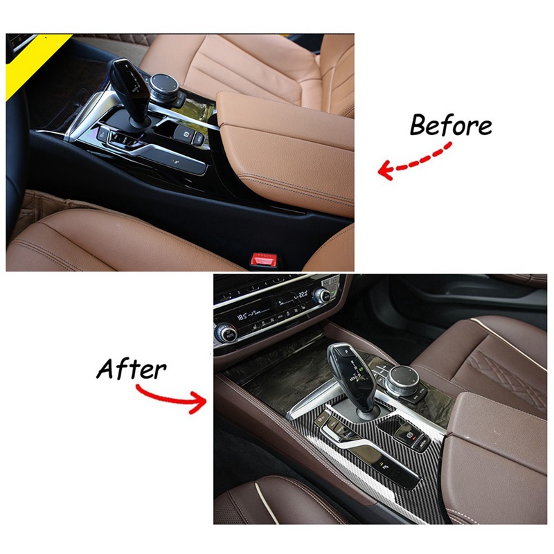 Đối với -BMW 5 Dòng G30 2018-2022 Bảng điều khiển trung tâm ô tô bằng sợi Carbon Bảng điều khiển sang số Bảng điều khiển Nắp trang trí khung trang trí