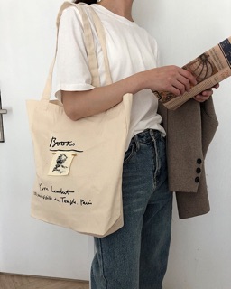 Freeship 99k TQ_Túi tote book hai màu