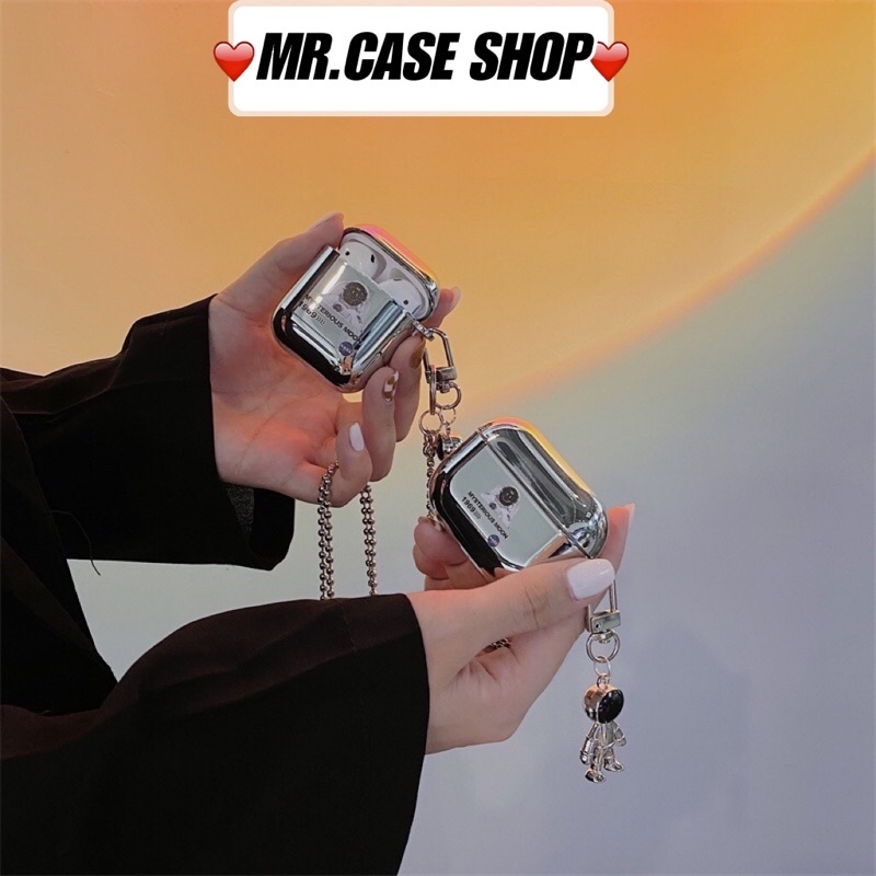 Case Airpods 1/2 /Pro Vỏ Ốp Tai Nghe Hình Phi Hành Gia Tráng Gương Kèm Móc khoá - Mr.Case AirPods
