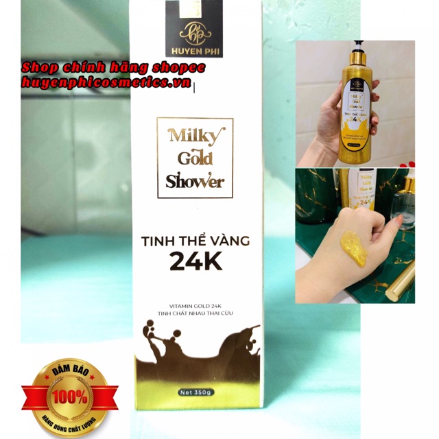 SỮA TẮM TINH THỂ VÀNG 24K, TINH CHẤT NHAU THAI CỪU ( HUYỀN PHI )