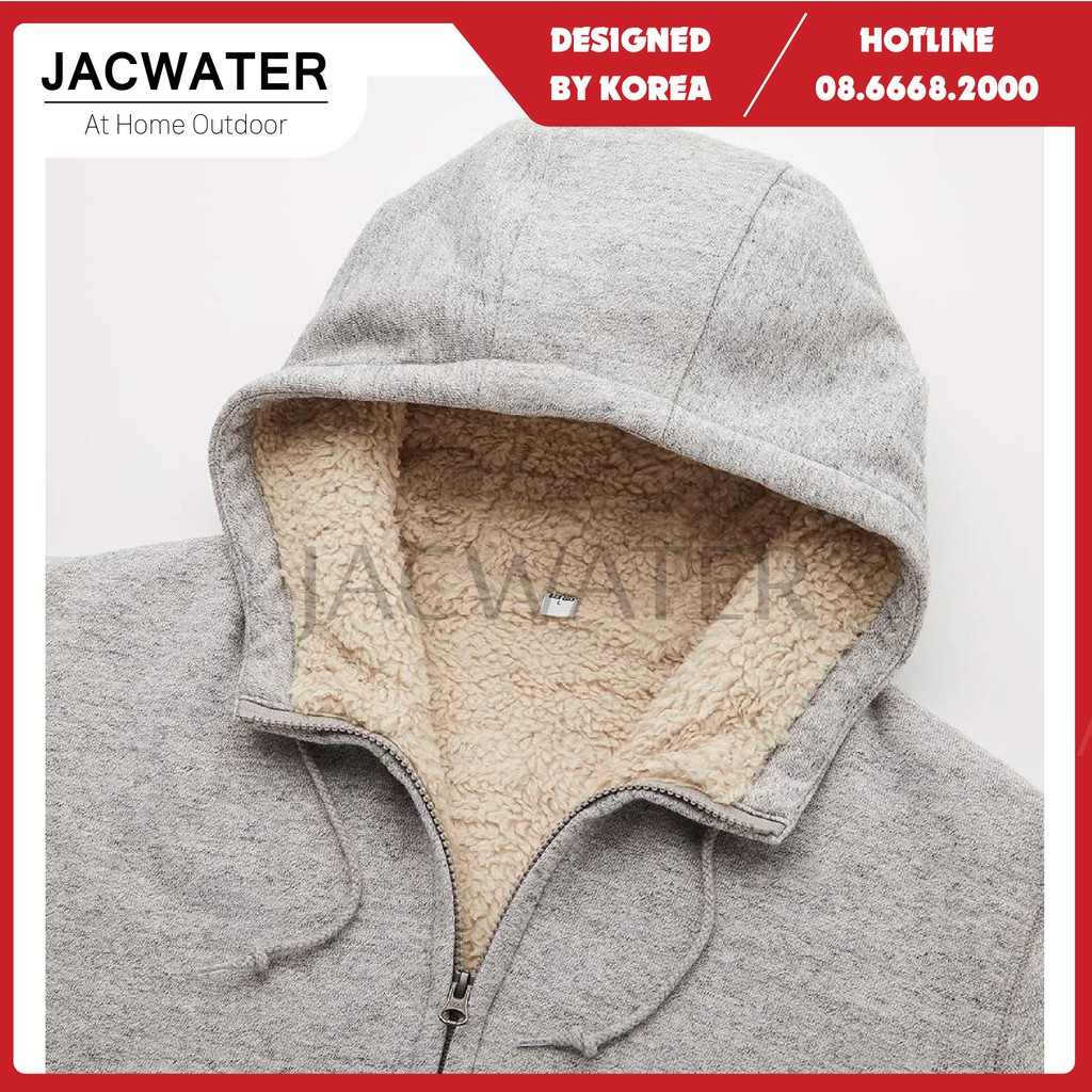 Áo khoác nỉ hoodie nam nữ lót lông có mũ cản gió giữ ấm mùa đông JACWATER V520