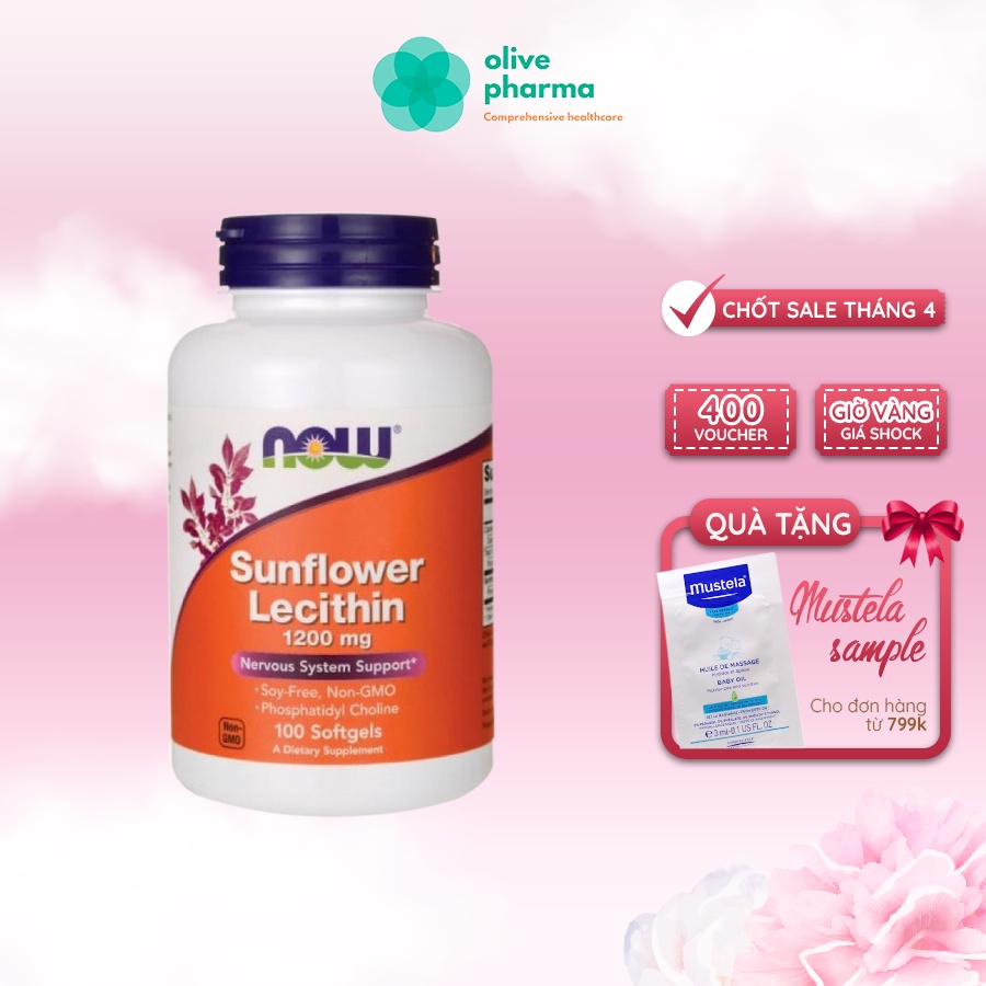 Viên uống chống tắc tia sữa Now Sunflower Lecithin