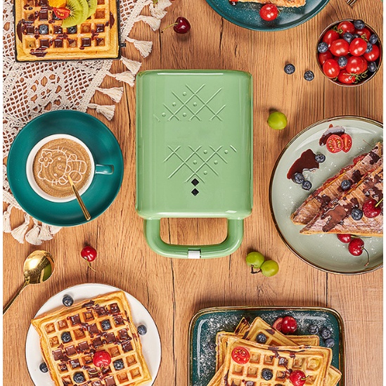 Máy làm bữa sáng đa chức năng, máy nướng bánh mì gia đình, bánh sandwich waffle tấm đôi