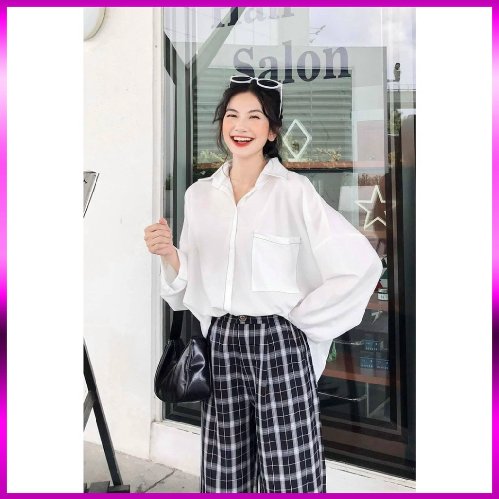 áo sơ mi nữ trắng chỉ nổi freeship 50k