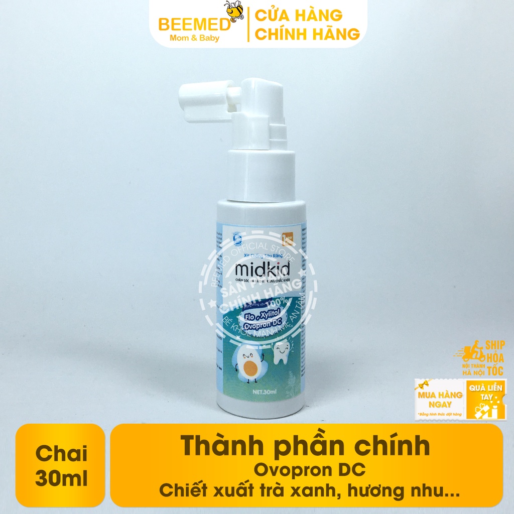 Xịt chống sâu răng midkid, giải pháp phòng ngừa sâu, sún, mủn răng ở trẻ nhỏ - Chai xịt 30ml tiện lợi