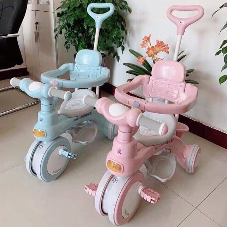 Xe đẩy cho bé kiêm xe chòi chân 618, xe đạp 3 bánh, có khung bảo vệ, an toàn cho bé - Bảo hành 12 tháng