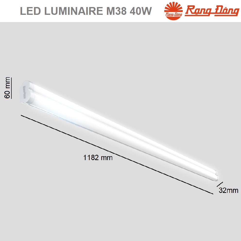 Bộ đèn led M38 40w Rạng Đông dạng tuýp đôi