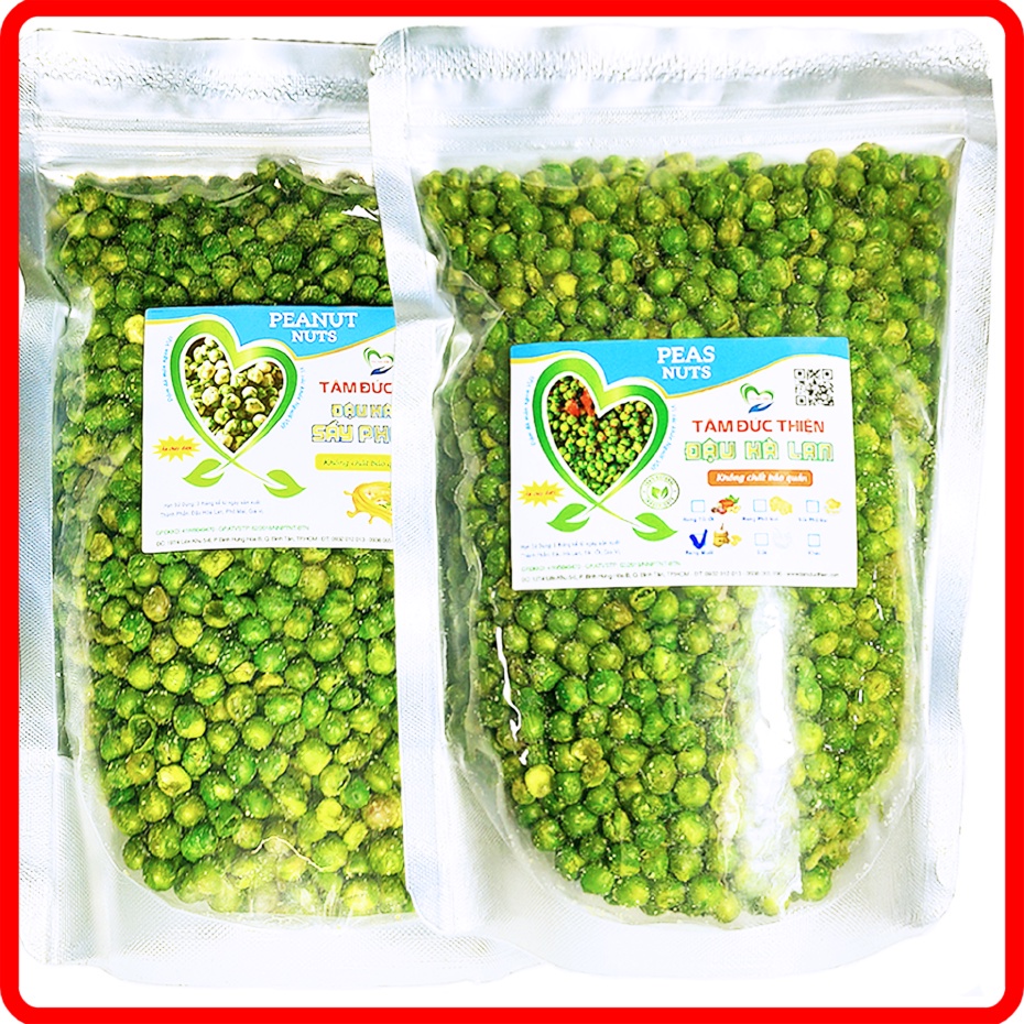 Combo 1KG Đậu Hà Lan 2 Vị: Rang Muối và Rang Phô Mai Tâm Đức Thiện (2 x Túi 500GR)