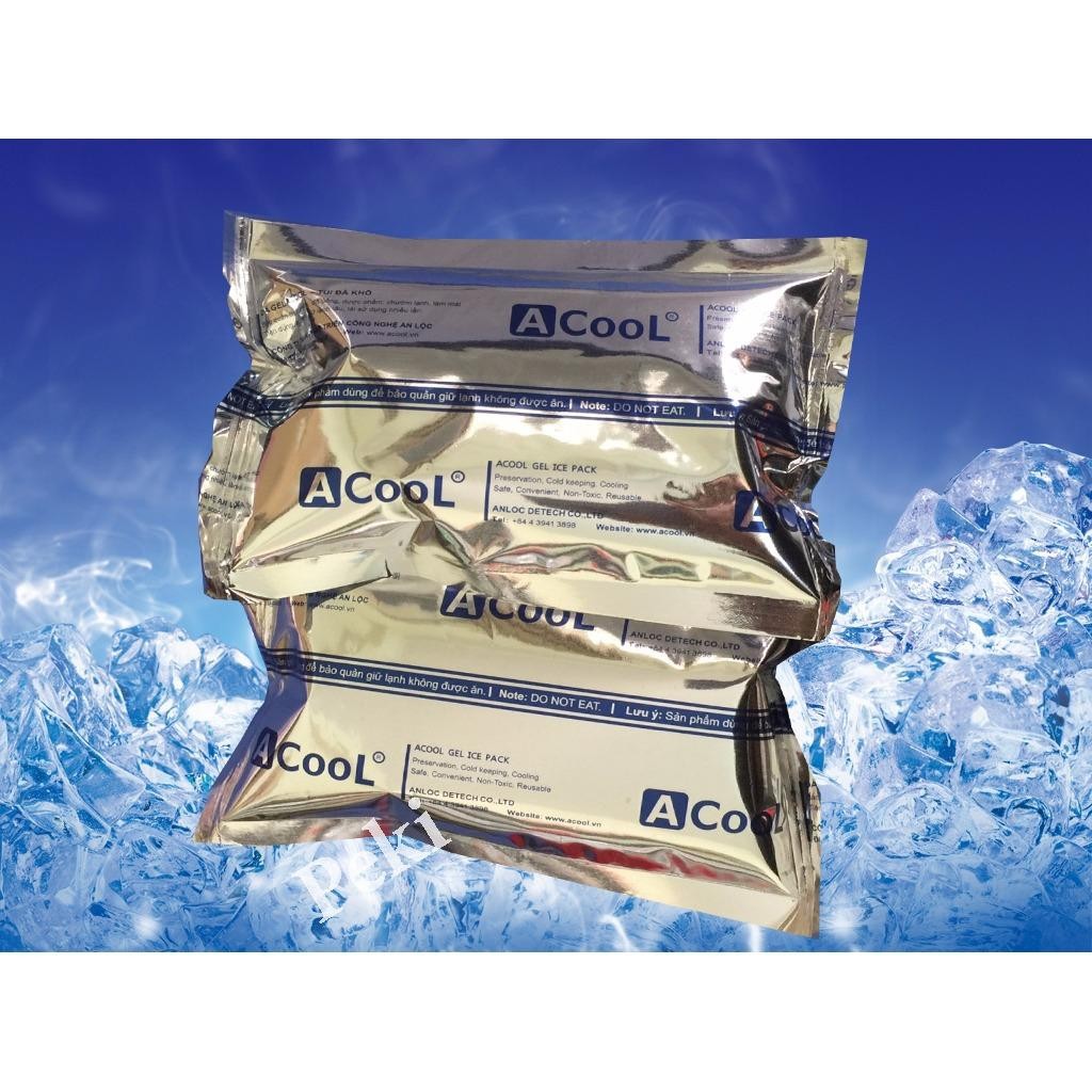 Đá khô giữ nhiệt Acool dạng gel - túi tráng bạc 350g - Dùng bảo quản lạnh thực phẩm, đồ uống, sữa mẹ