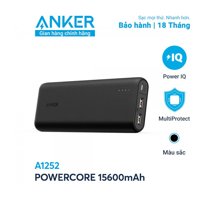 [Mã ELAK045 giảm 5% đơn 999K] Pin sạc dự phòng ANKER PowerCore 15600 mAh - A1252