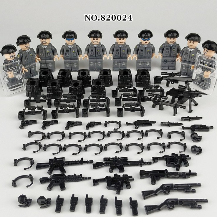 Bộ minifigures Đội đặc nhiệm SWAT Sun &amp; Cloud 820024 - 10 minifigs