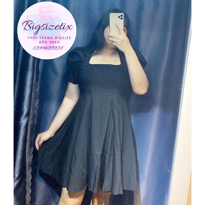 BIGSIZE  Đầm cổ vuông tay phồng bigsize 50-90kg