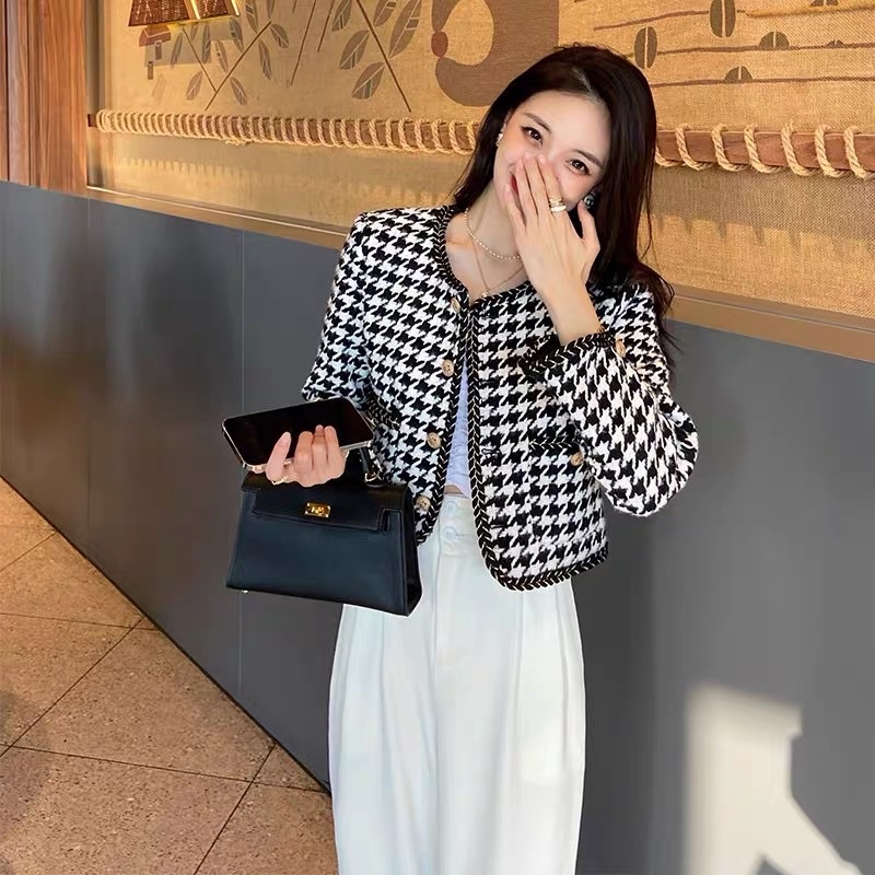 Áo Dạ Tweed Quảng Châu Kẻ Ziczac Dáng Ngắn (Hàng QC 2 Lớp Dày dặn) Áo Khoác Dạ Tweed Form Đứng | BigBuy360 - bigbuy360.vn